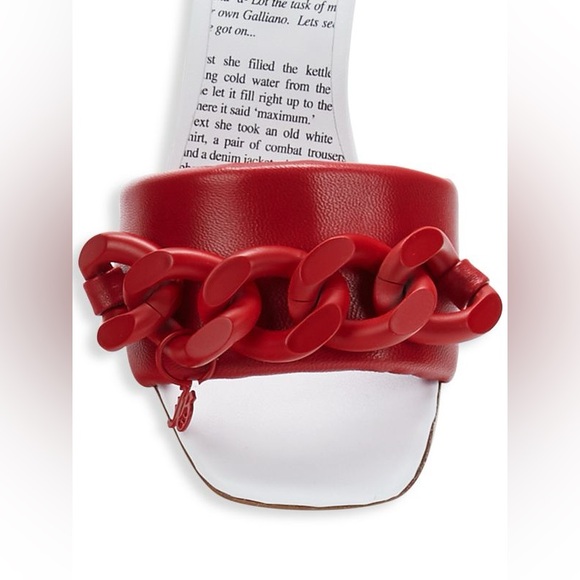 JOHN GALLIANO Chain Leather Stiletto Sandals in Red Size 6.5 - Picture 4 of 12